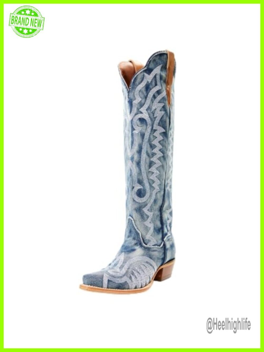 Women's Western Cowboy Boots Knee High Pointed Toe Microfiber Zip Up